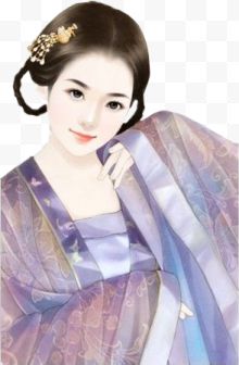 温柔紫衣古代美女手绘古风