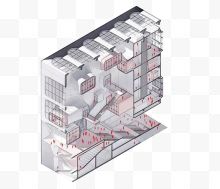 商务地产建筑剖面透视图