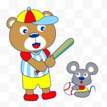 卡通可爱棒球小熊老鼠