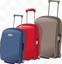 三个矢量彩色行李箱