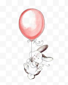 手拿粉色气球的兔子...