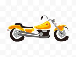 矢量卡通手绘黄色酷炫摩托车