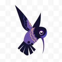 卡通紫色啄木鸟矢量图