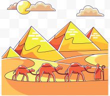 卡通沙漠骆驼商队