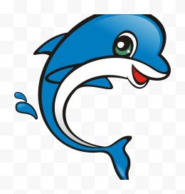 开心的卡通蓝色海豚