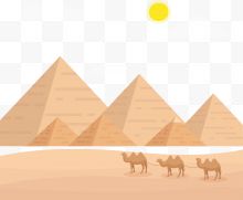 沙漠里金字塔骆驼