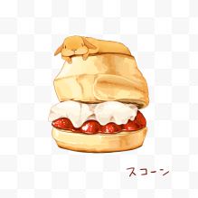 插画草莓面包