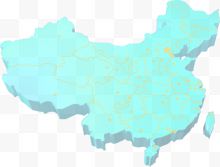蓝色立体感中国地图...