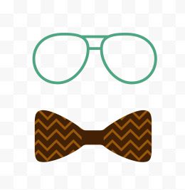 矢量文艺眼镜棕色领结