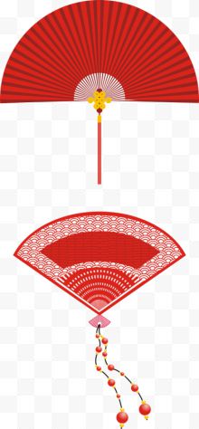 红色的中国风折扇卡通手绘...