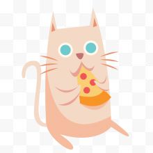 卡通吃披萨的猫咪设计