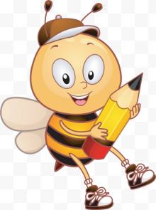 抱着铅笔的卡通小蜜蜂...