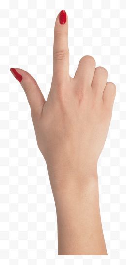 一个手指的手用红指甲的手...