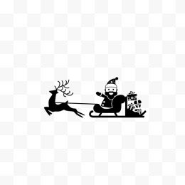 圣诞老人驾驶驯鹿拉雪橇超大黑色扁平风格圣诞节主题集图标1