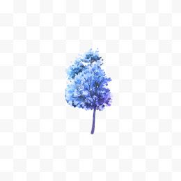 手绘蓝色的树