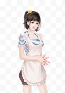 服务员女孩手绘