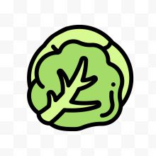 绿色手绘圆弧菜花食物