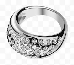 银戒指和钻石Png