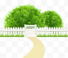 绿色大树栅栏