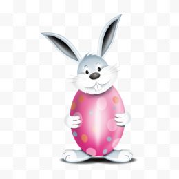 抱着粉色彩蛋的兔子