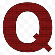 红色创意砖纹字母Q