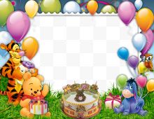 彩色气球生日礼物边框