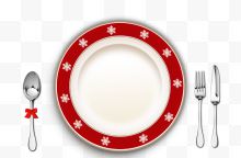 圣诞风格西餐盘和餐具...
