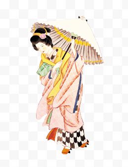撑伞的日本和服仕女...