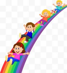 彩虹滑滑梯小朋友