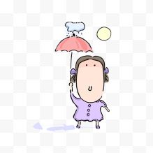 打伞的卡通女孩