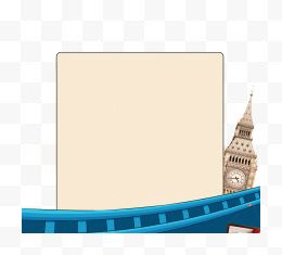 欧美伦敦钟楼轨道创意标签边框