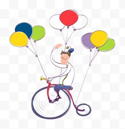 气球自行车卡通人物卡通手绘图标