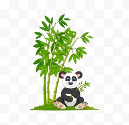 卡通手绘大熊猫吃竹子...