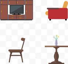 4种家具扁平图