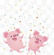 两只粉色小猪