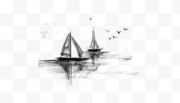 中国风水墨帆船