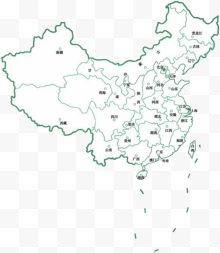 绿色中国地图区域分布...