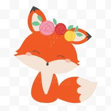 可爱动物狐狸戴花插画