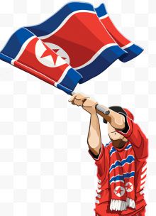 挥舞朝鲜国旗插画