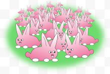 一群粉色小兔子