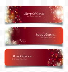 三张红色圣诞快乐卡片
