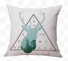 三角形的绿树麋鹿枕...