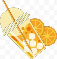 夏日一杯橙汁卡通手绘...