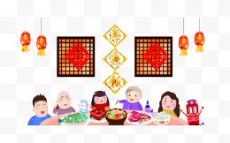 中国风家人春节团圆饭海报