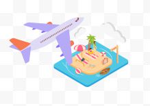 小岛旅游度假飞机2.5d...