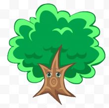 卡通拟人绿色大树