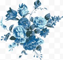 手绘蓝色鲜花