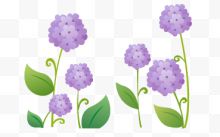 手绘六朵紫花