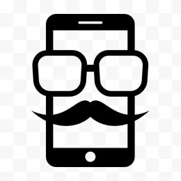 带着眼镜长着小胡子的手机超大黑色扁平风格打电话主题集图标9