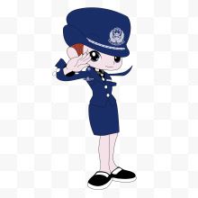 敬礼的卡通女警察形象矢量免扣图